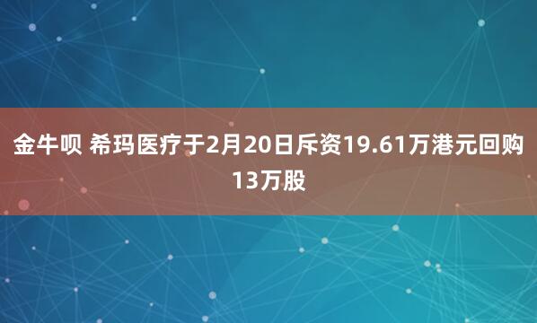 金牛呗 希玛医疗于2月20日斥资19.61万港元回购13万股