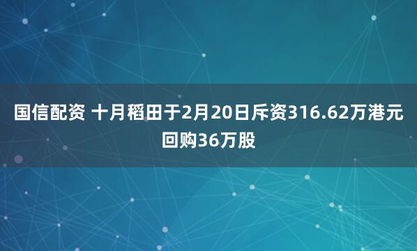 国信配资 十月稻田于2月20日斥资316.62万港元回购36万股